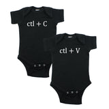 White Copy (Ctl + C) / Paste (Ctl + V) Twin Set Short Sleeve Baby Infant Bodysuits