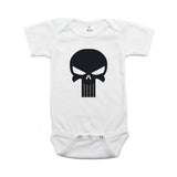 Black Punisher Skull Short Sleeve Baby Infant Bodysuit