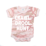 Crawl Drool Hunt Camo Hunting Short Sleeve Baby Infant Bodysuit