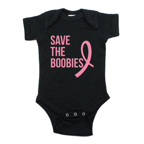Breast Cancer Awareness Pink Save The Boobies Short Sleeve Infant Bodysuit