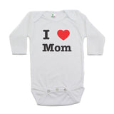 Mother's Day I Heart Love Mom Long Sleeve Baby Infant Bodysuit