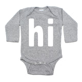 White "Hi" Word Long Sleeve Baby Infant Bodysuit