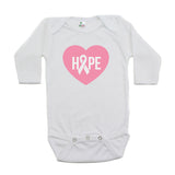Breast Cancer Awareness Pink Hope Heart Long Sleeve Infant Bodysuit