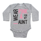 Breast Cancer Awareness I Wear Pink For My Aunt Long Sleeve Infant Bodysuit