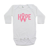 Breast Cancer Awareness Pink Hope Ribbon Long Sleeve Infant Bodysuit