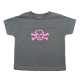 Pink Scribble Skull and Bones Baby-Girls Toddler Short Sleeve T-Shirt