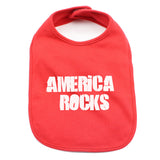 White "America Rocks"  4th of July Unisex Newborn Baby Soft Cotton Bib