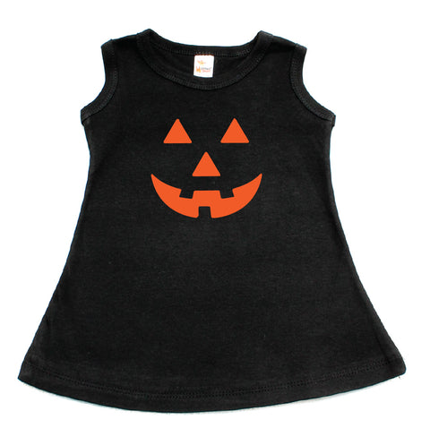 Halloween Pumpkin Face A-Line Dress For Baby Girls