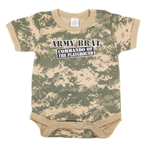 Army Brat Digital Camo Soldier Short Sleeve Baby Infant Bodysuit