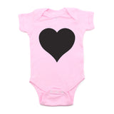 Big Black Heart Short Sleeve Baby Infant Bodysuit