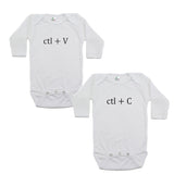 Black Copy (Ctl + C) / Paste (Ctl + V) Twin Set Long Sleeve Baby Infant Bodysuits