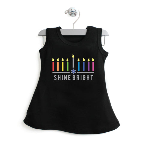 Hanukkah Colorful Shine Bright Dress For Toddler Girls
