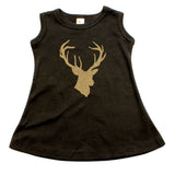 Deer Head Hunting Buck A-line Dress For Toddler Girls