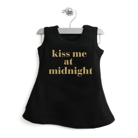 New Years Kiss Me At Midnight A-line Dress For Baby Girls