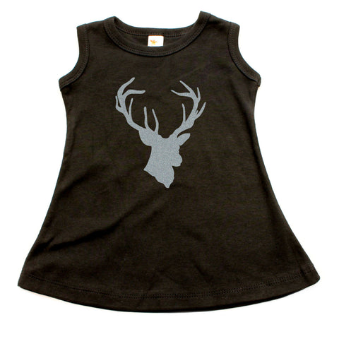Deer Head Hunting Buck A-line Dress For Toddler Girls