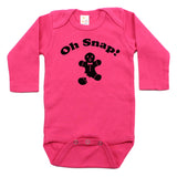 Oh Snap Gingerbread Man Long Sleeve Cotton Baby Bodysuit