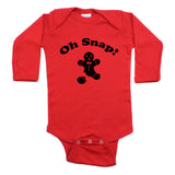 Oh Snap Gingerbread Man Long Sleeve Cotton Baby Bodysuit