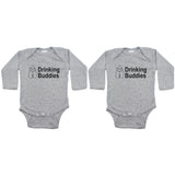 Milk Drinking Buddies Twin Set Long Sleeve Infant Bodysuit