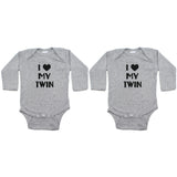 Twin Set I Love My Twin Sleeve Infant Bodysuit