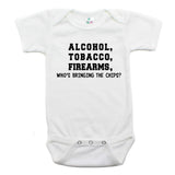 Alcohol Tobacco Firearms. Who's Bringing the Chips? Short Sleeve Baby Bodysuit