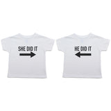 Twin Set She Did It, He Did It Toddler Short Sleeve T-Shirt