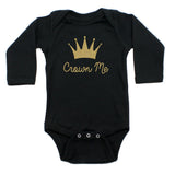 Gold Glitter Sparkly Crown Me Long Sleeve Baby Infant Bodysuit