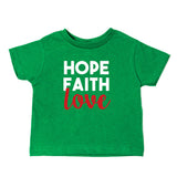 Christmas Hope Faith Love Words Toddler Short Sleeve T-Shirts