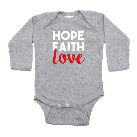 Christmas Hope Faith Love Words Long Sleeve Infant Bodysuit