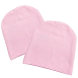 Infant Baby 100% Cotton Knit Beanie Cap Hat Same Color - Pack of 2