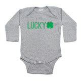 St. Patrick's Day Lucky with Shamrock Long Sleeve Baby Infant Bodysuit