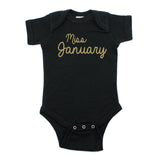 Miss January Glitter Short Sleeve Infant Bodysuit