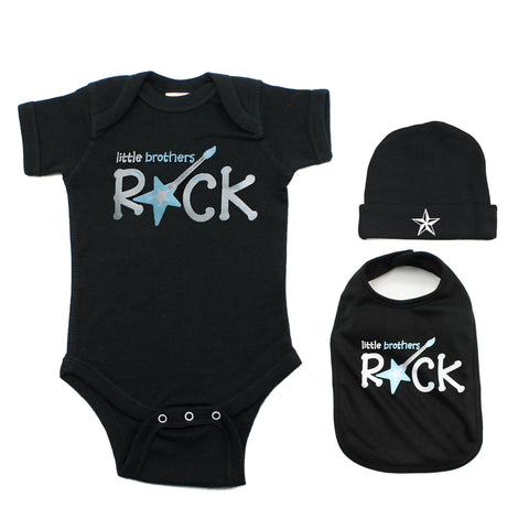 Little Brothers Rock Baby-Boys 3 Piece Short Sleeve Gift Set