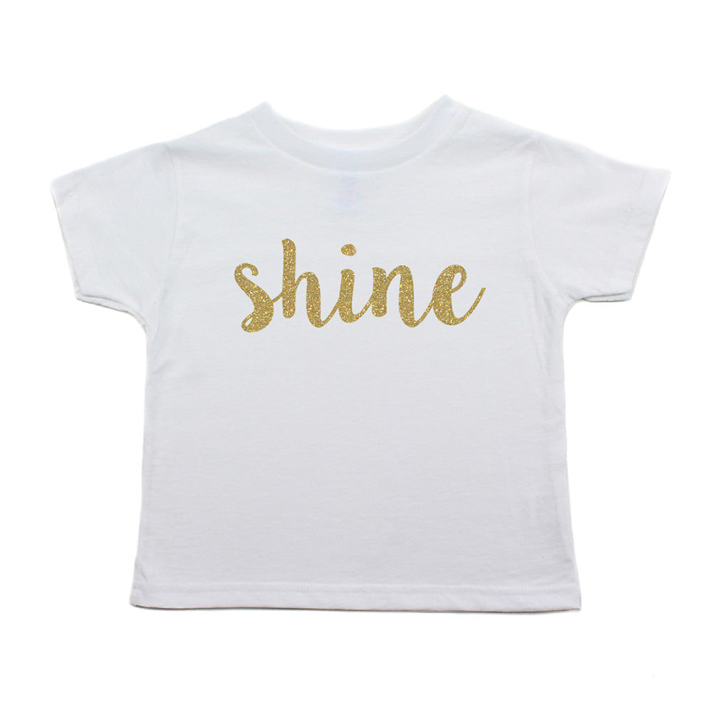Christmas Shine with Gold Glitter Toddler Short Sleeve T-Shirts