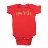Christmas Sparkle with Gold Glitter Short Sleeve Infant Bodysuit