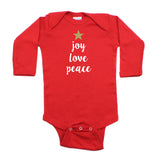 Christmas Joy Love Peace Tree Glitter Star Long Sleeve Infant Bodysuit