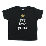 Christmas Joy Love Peace Tree Glitter Star Toddler Short Sleeve T-Shirts