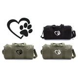 Heart With Dog Paw Puppy Love Sport Heavyweight Canvas Duffel Bag