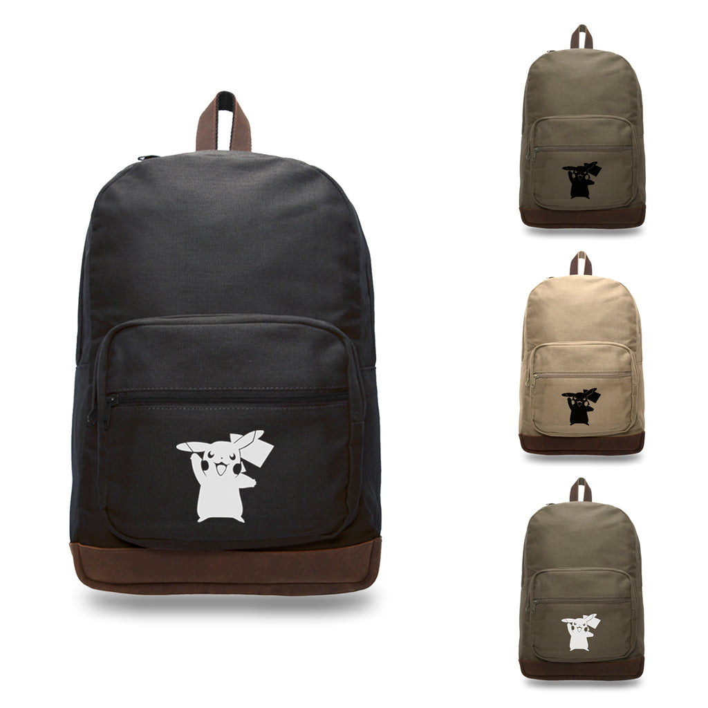 backpacks with leather on bottom Pokemon Pikachu Canvas Teardrop Backpack with Leather Bottom Accents – Crazy Baby Clothing
