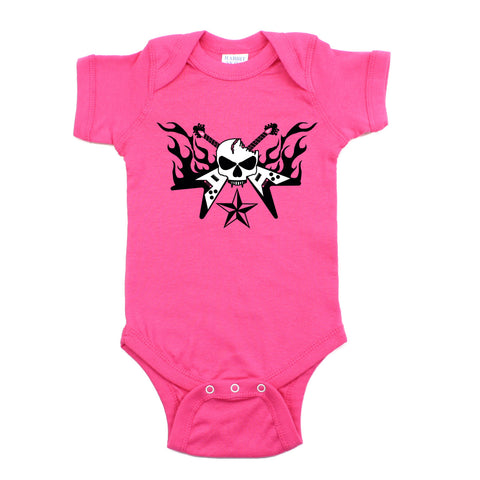 Guitar Hero with Flames Short Sleeve Baby Infant Bodysuit