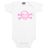 Girl Pink Scribble Skull & Bones Short Sleeve Baby Infant Bodysuit