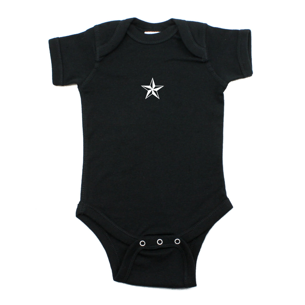 White Rockstar Nautical Star Short Sleeve Baby Infant Bodysuit