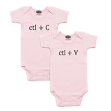Black Copy (Ctl + C) / Paste (Ctl + V) Twin Set Short Sleeve Baby Infant Bodysuits