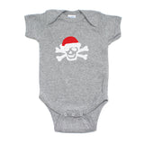 Christmas Scribble Skull Santa Hat Crossbone Short Sleeve Baby Infant Bodysuit