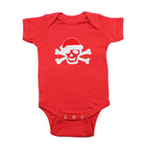 Christmas Scribble Skull Santa Hat Crossbone Short Sleeve Baby Infant Bodysuit