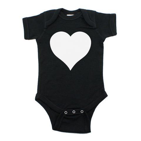Big White Heart Short Sleeve Baby Infant Bodysuit