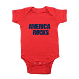 Labor Day Navy Blue America Rocks Short Sleeve Baby Infant Bodysuit