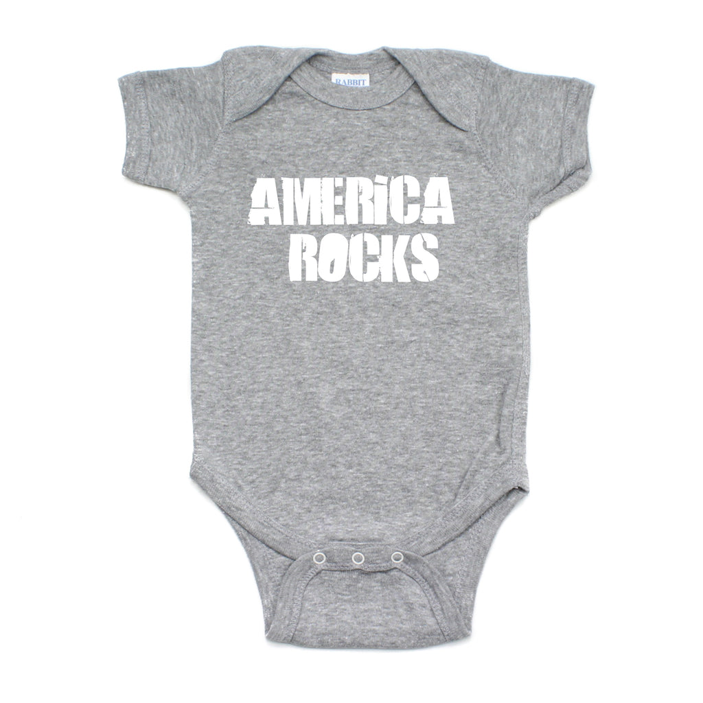 Labor Day White America Rocks Short Sleeve Baby Infant Bodysuit