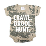 Crawl Drool Hunt Camo Hunting Short Sleeve Baby Infant Bodysuit