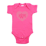 Breast Cancer Awareness Pink Hope Heart Short Sleeve Infant Bodysuit