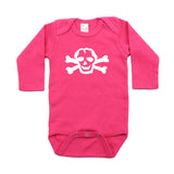 White Scribble Skull Long Sleeve Cotton One Piece Baby Bodysuit